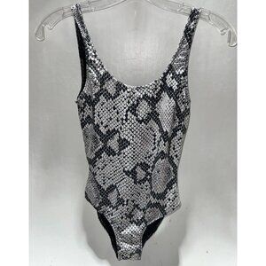 Chaser Snake Skin Print Black Gray One Piece Swim Suit Size XS